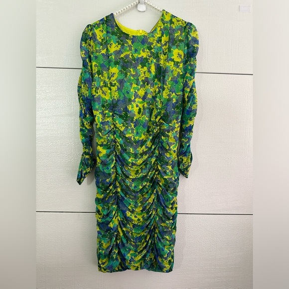 Ganni NWT Sulphur Spring Mesh Ruched Dress - Picture 7 of 10